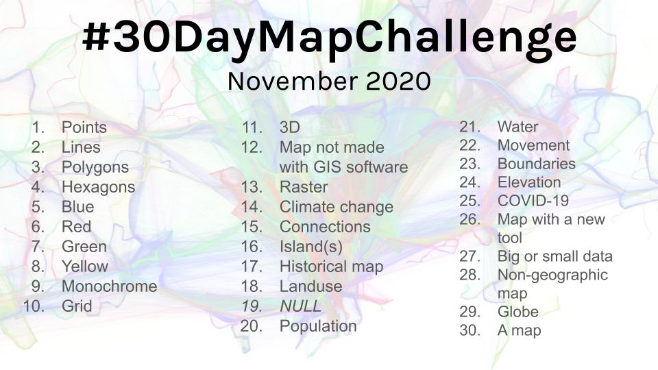 Themes for the November 2020 #30DayMapChallenge